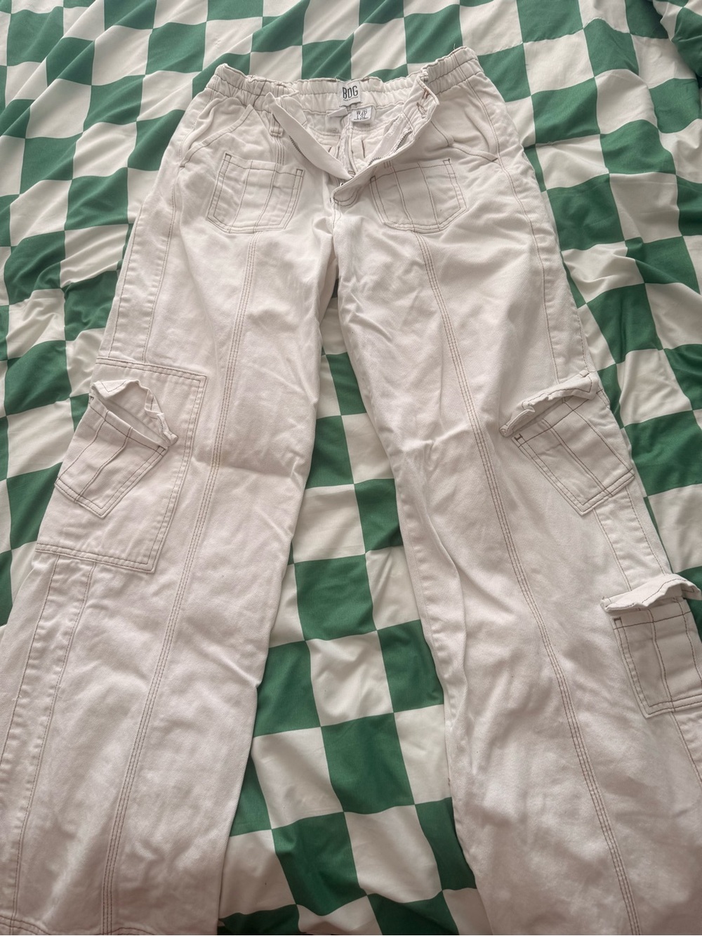 BDG White Cargo Wide-Leg Pants